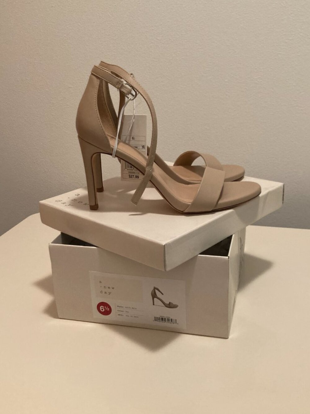 BRAND NEW Target A New Day Taupe Strappy Heeled Sandals, Size 6.5